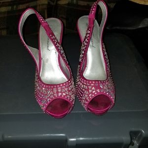 Hot pink sling back heels